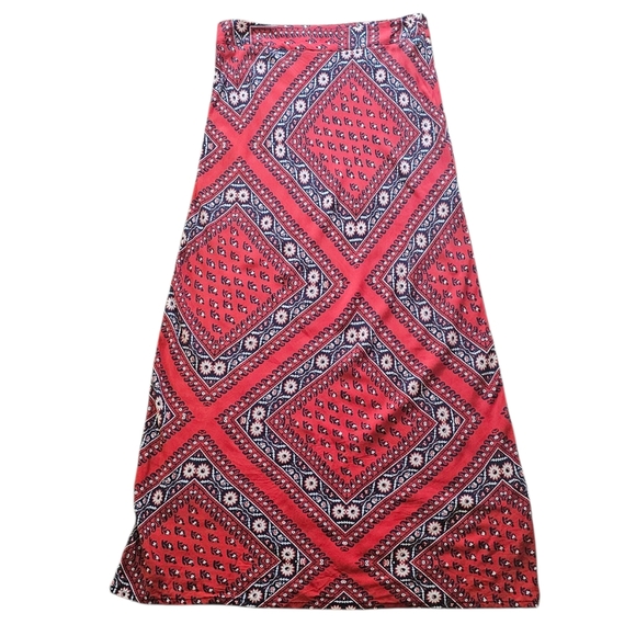 8 By YOOX Red Bandana Paisley Made In Italy Bohi Style Pencil Skirt - Size S - Picture 1 of 10